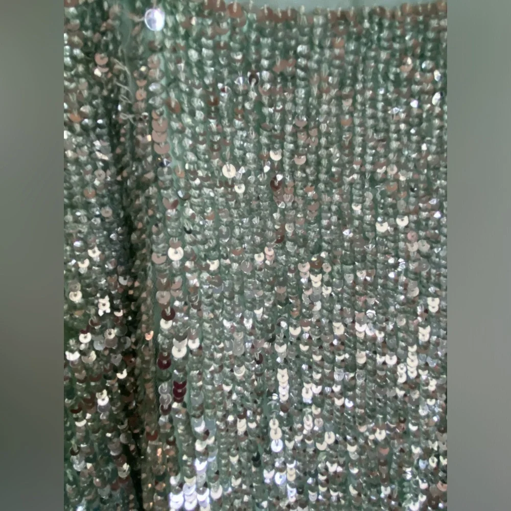 Renzo + Kai sequin mesh illusion tank size XS Mint Green